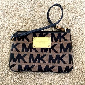 Michael Kors Black and Brown Logo Wristlet